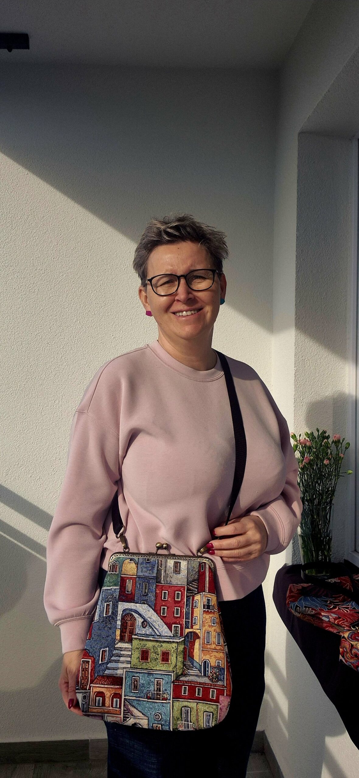 VIKI średnia torebka handmade fioletowa - obrazek 4