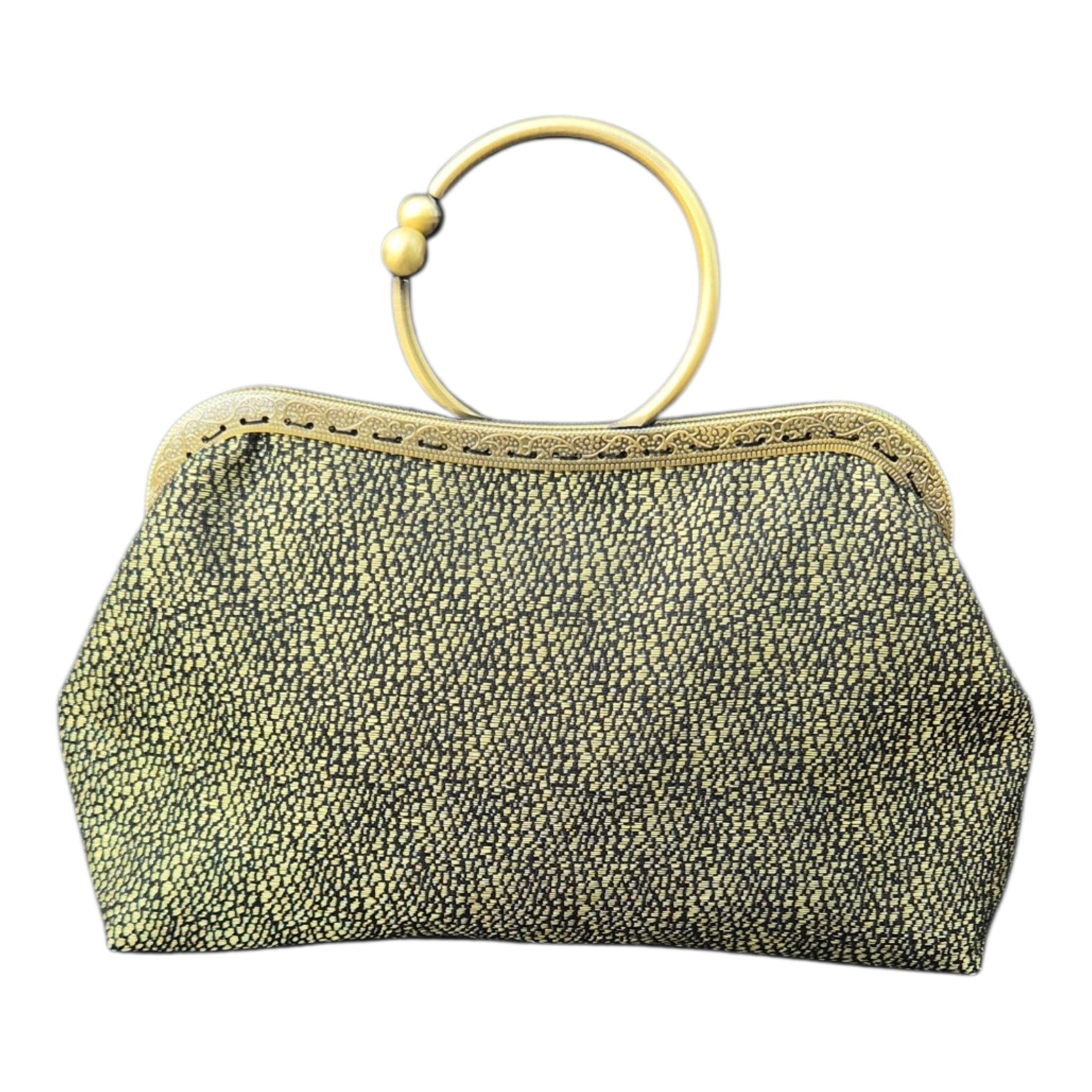 AMANDA torebka vintage z biglem – złota mozaika