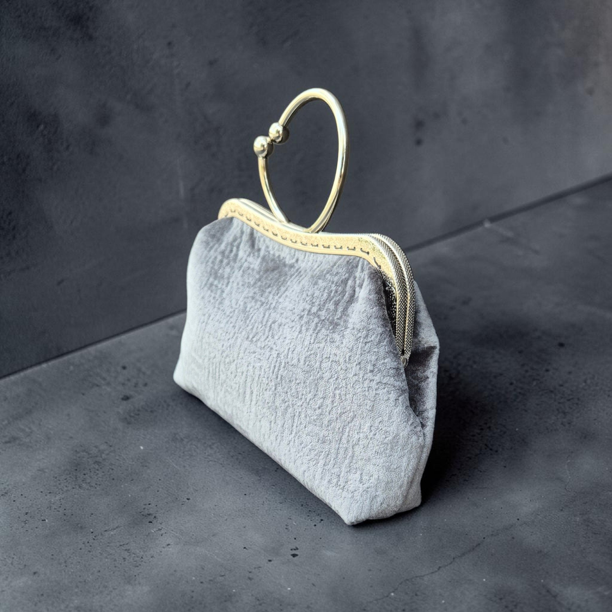 AMANDA torebka vintage -srebrny welur - obrazek 8